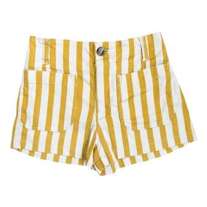 Anthropologie Maeve “Colette” Yellow & White Striped Linen Blend Shorts Size 24P